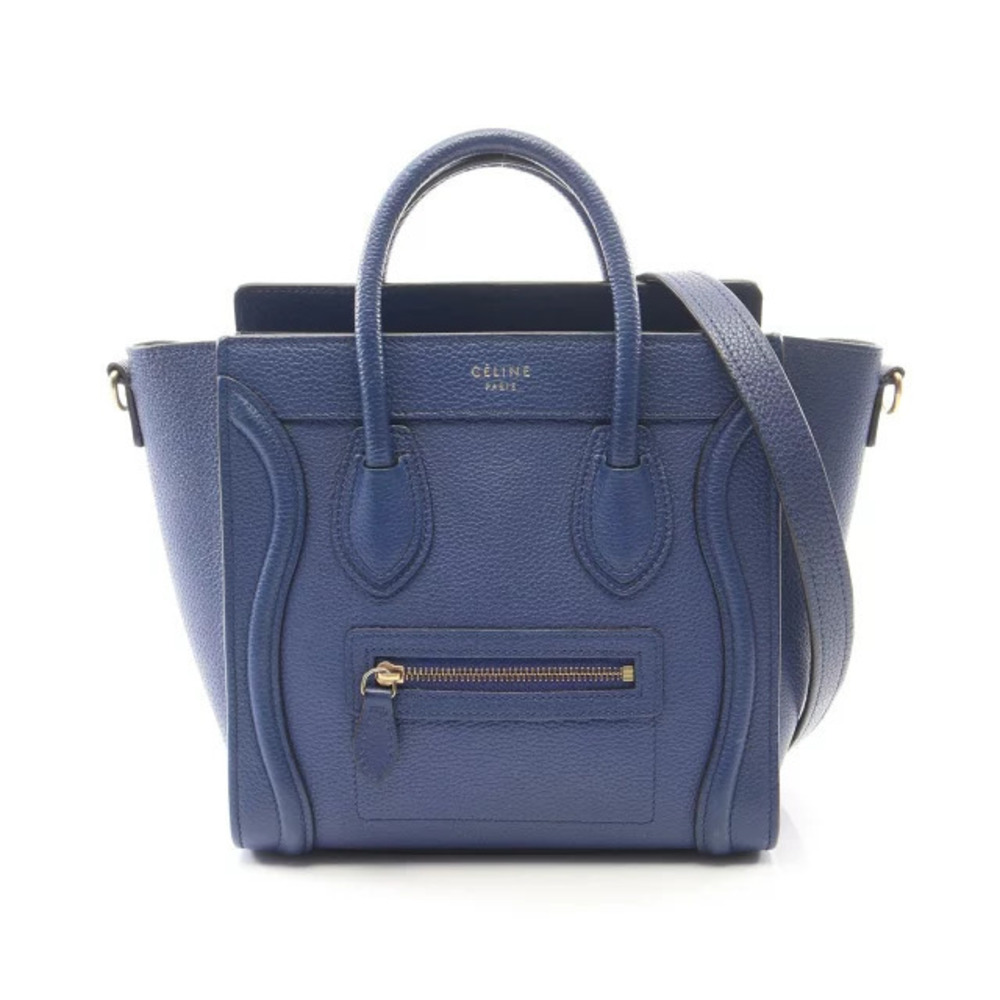 Celine Luggage Tote Shopper Handbag Leather Blue